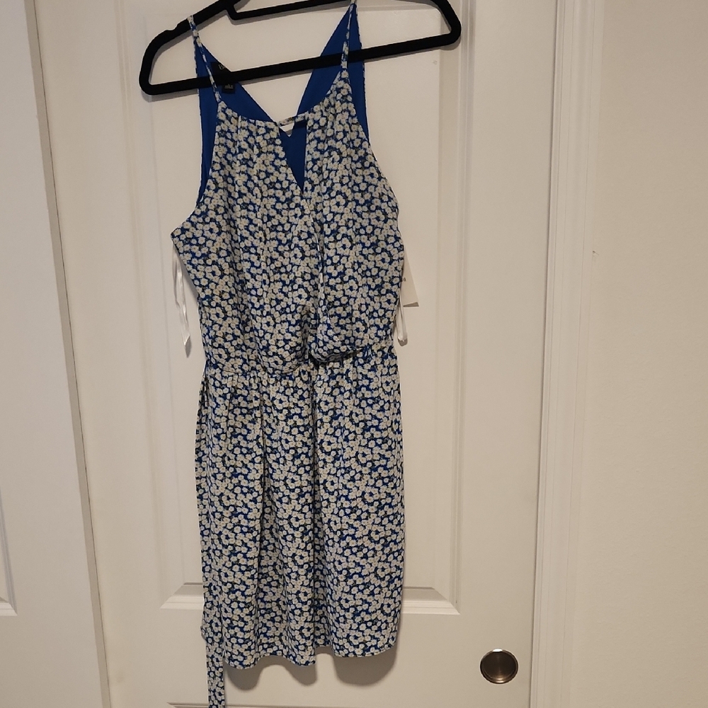 BCX Blue and White Halter Sundress